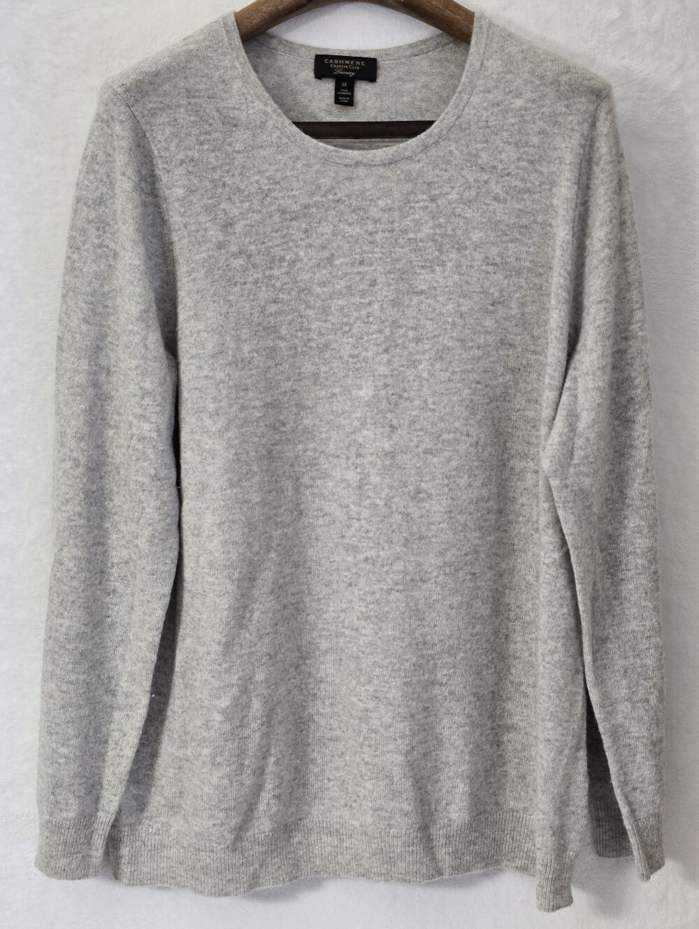Charter Club Luxury 100% Cashmere Crewneck Sweater Pullover Heather Gray Size 3X